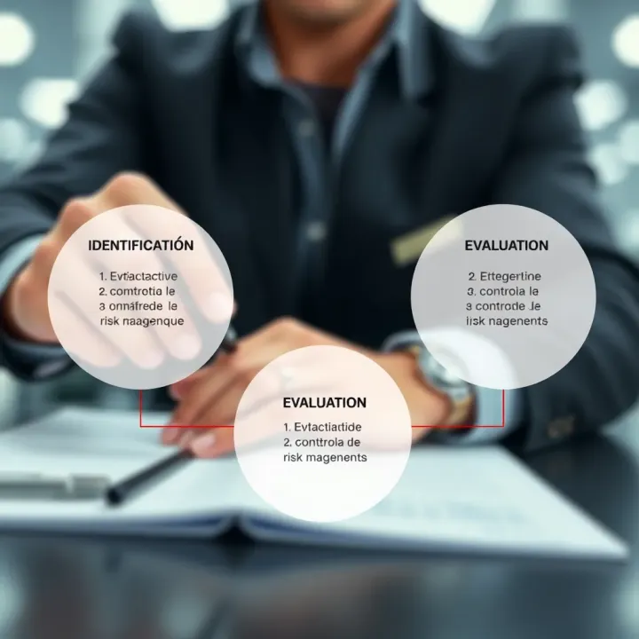 Diagram showing the key stages of risk management including identification, evaluation, and control of organizational risks