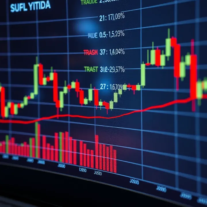 Candlestick chart showing patterns and trends in financial markets