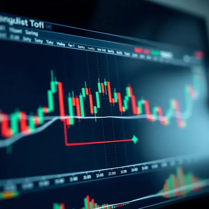 Chart showing candlestick patterns with moving averages overlay