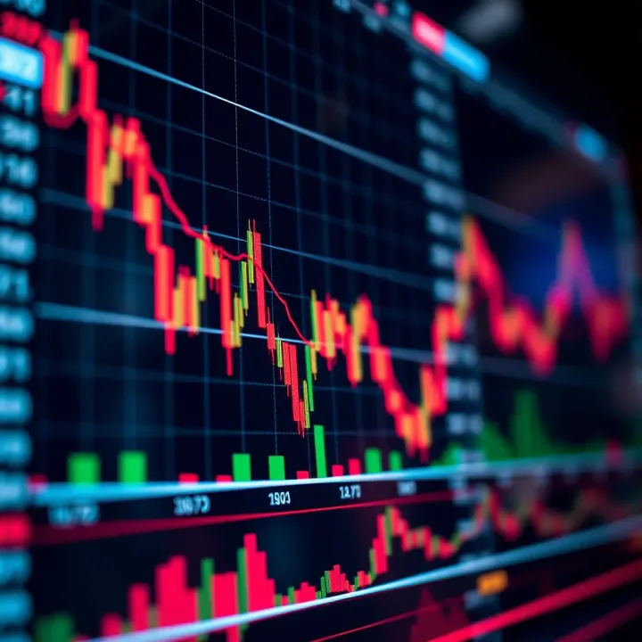 Moving Averages and Volume Indicators for Market Trends Graph illustrating moving averages and volume indicators for market trend interpretation