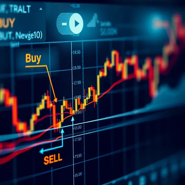 Graph showing support and resistance lines with annotated buy and sell points
