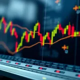 Chart showing candlestick patterns and moving average indicators for trading analysis