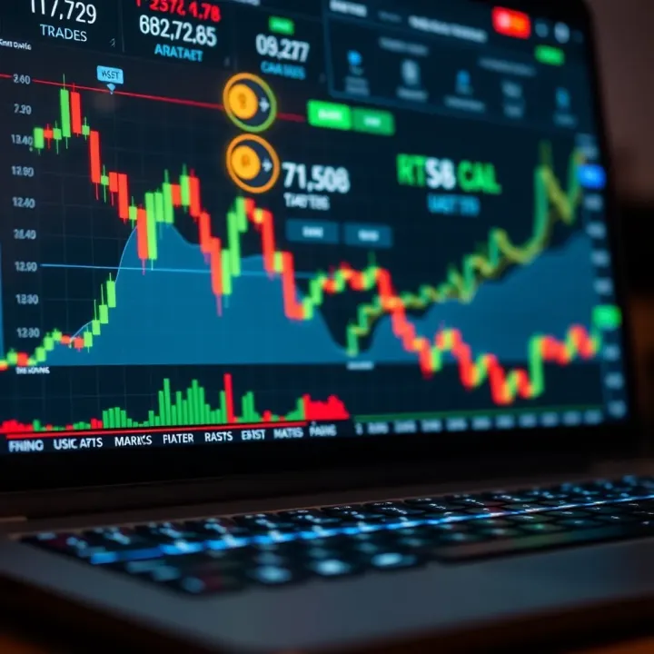 Interactive trading platform interface showing real-time market charts and financial data