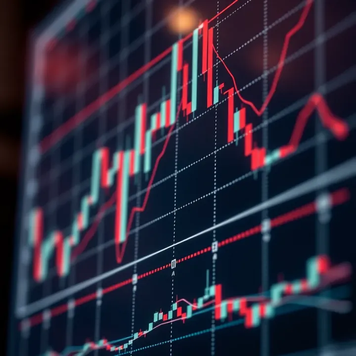 Graph illustrating moving averages and trend lines on a stock price chart