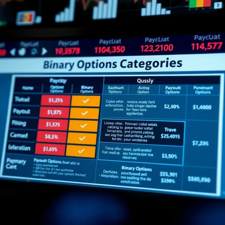 Diagram showing different types of binary options with their payout structures