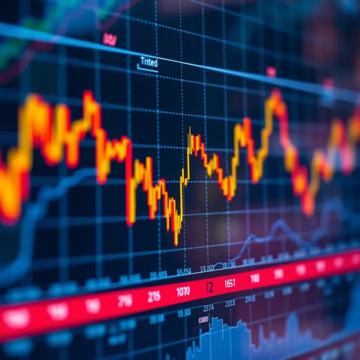 Graph showing currency exchange rates fluctuating over time
