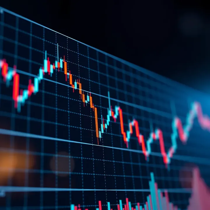 Graph showing financial chart with upward and downward trends representing binary options trading dynamics